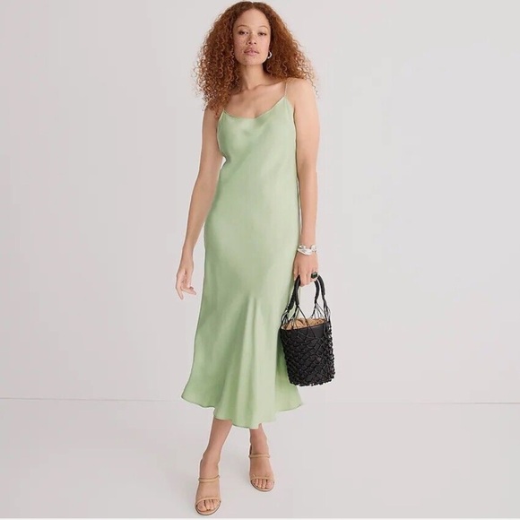 NWT J. Crew Sage Green Slip Dress - Picture 1 of 4